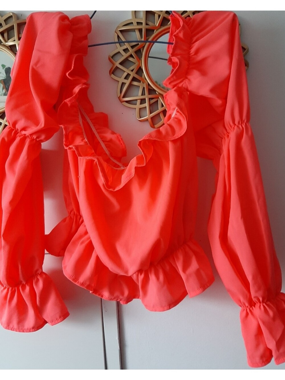 Women’s Ruffle Long-Sleeve Top - Coral Pink